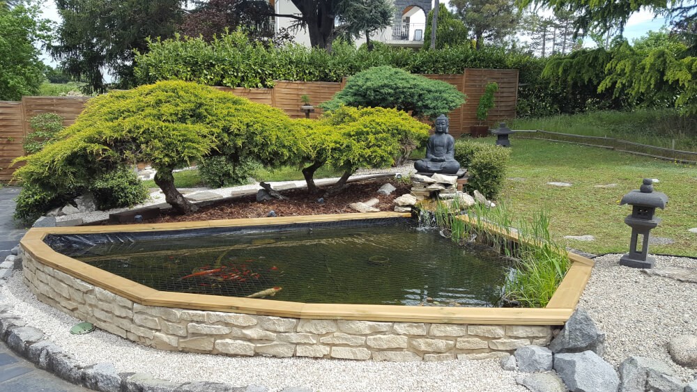 Filet de volière intégration parfaite au bassin