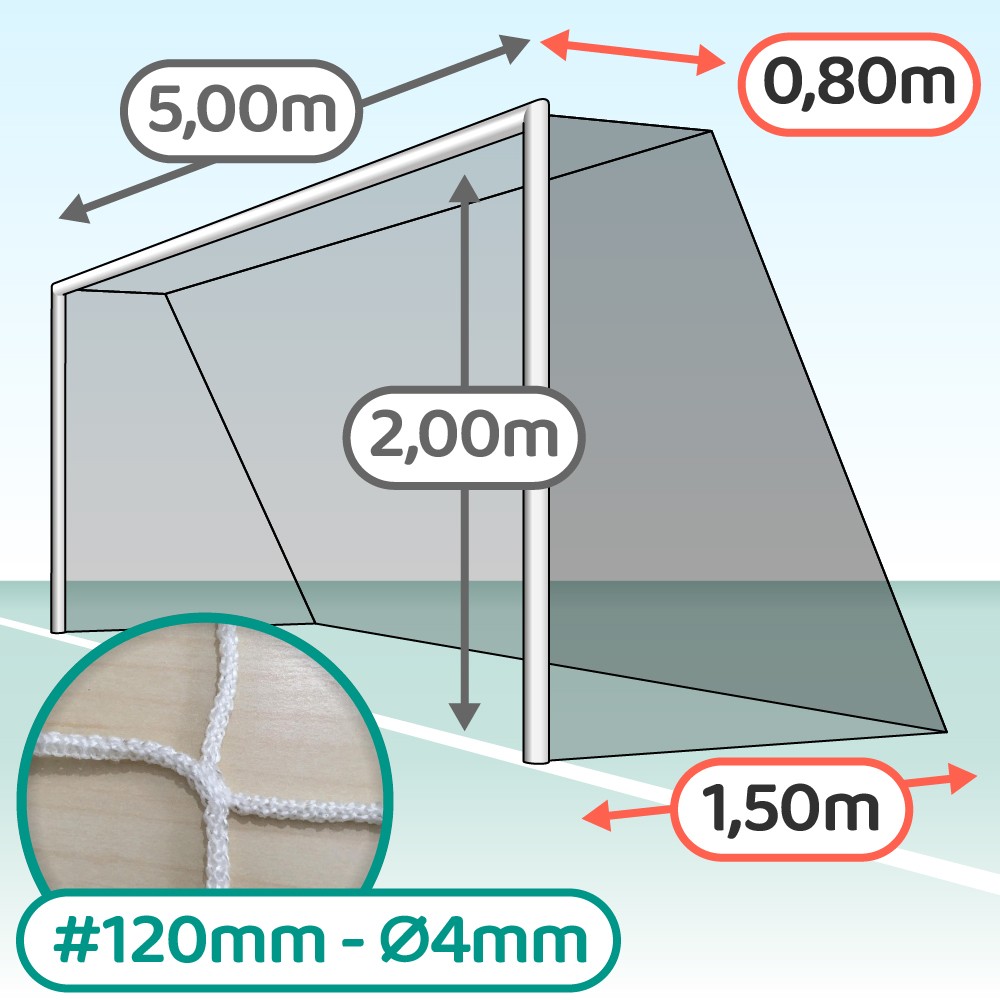 Filet de but pour foot à 5 - Mailles 120 x 120 mm - 4 mm