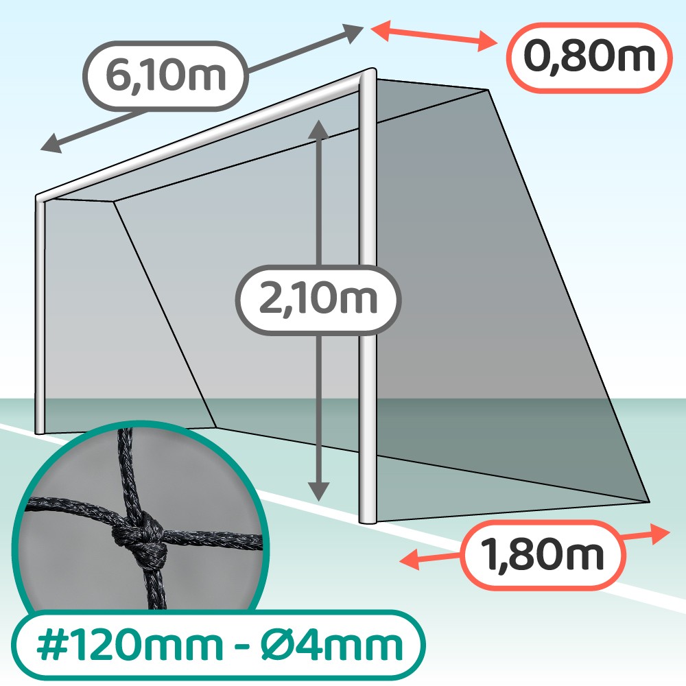 Filet de but Minimes compétition - Mailles 120 x 120 mm - ∅ 4 mm