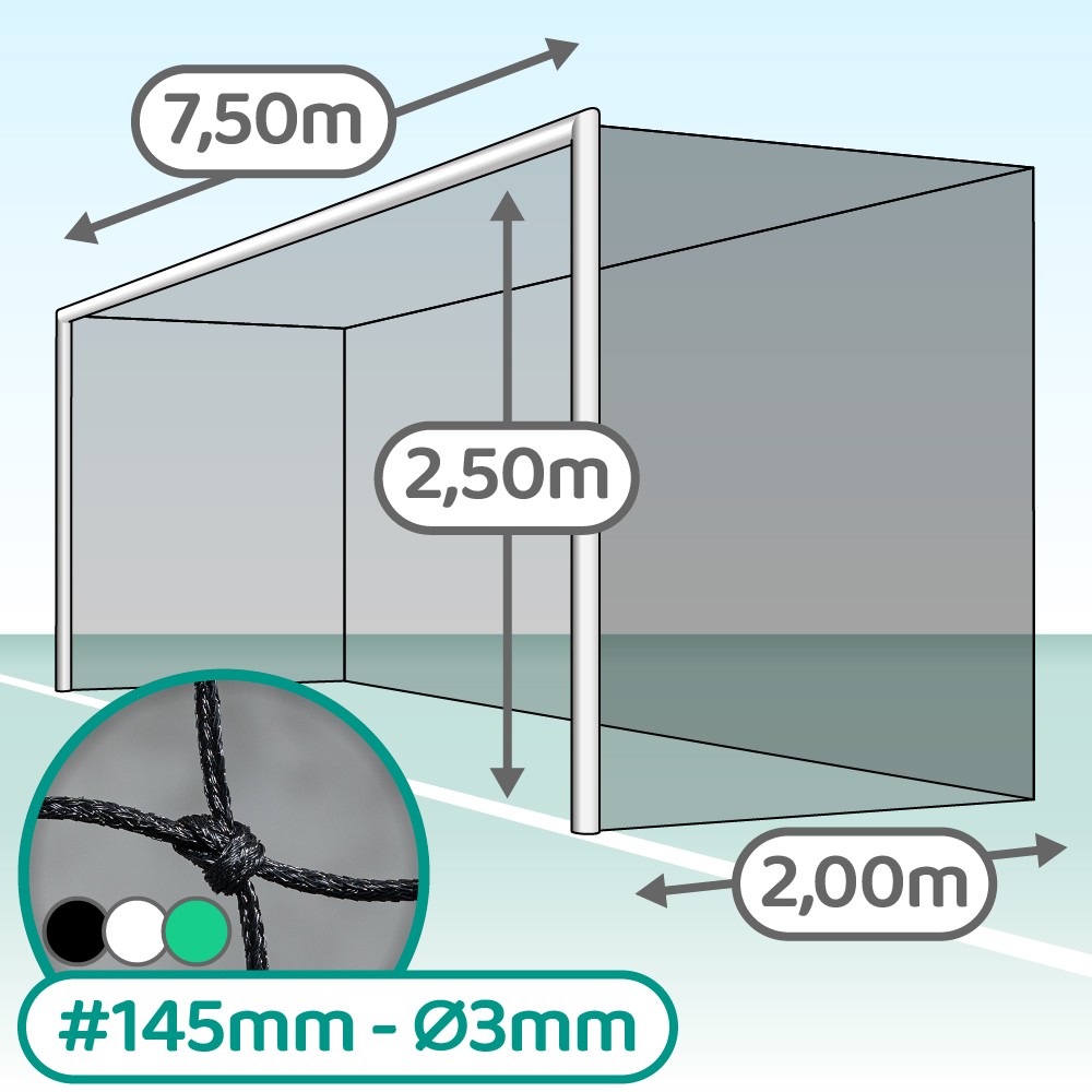 Paire de filets pour but de entrainement européen de foot à 11 (Séniors) - Mailles 145 mm - ∅ 3 mm