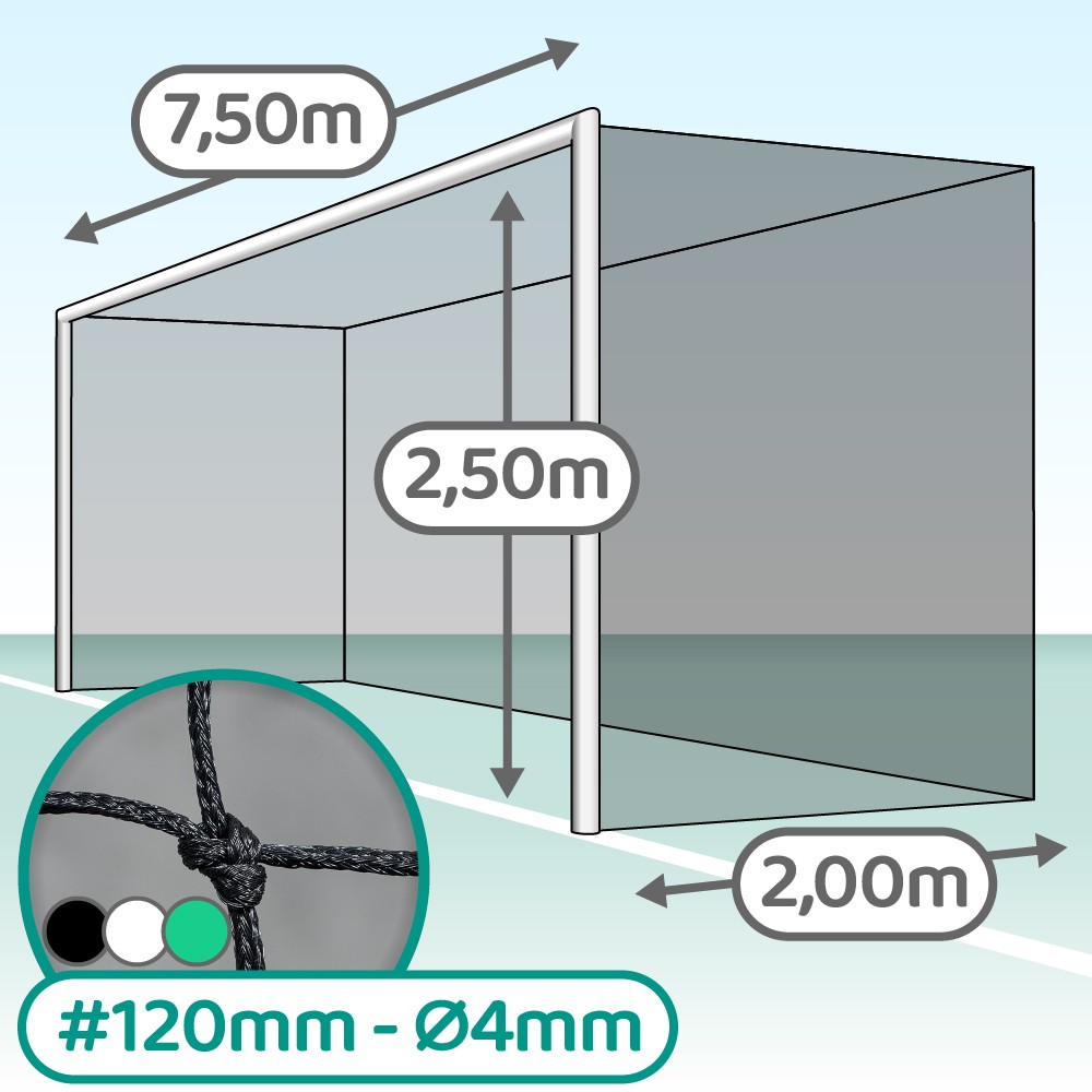 Paire de filets pour but de compétition européen de foot à 11 (Séniors)  - Mailles 120 mm - ∅ 4 mm