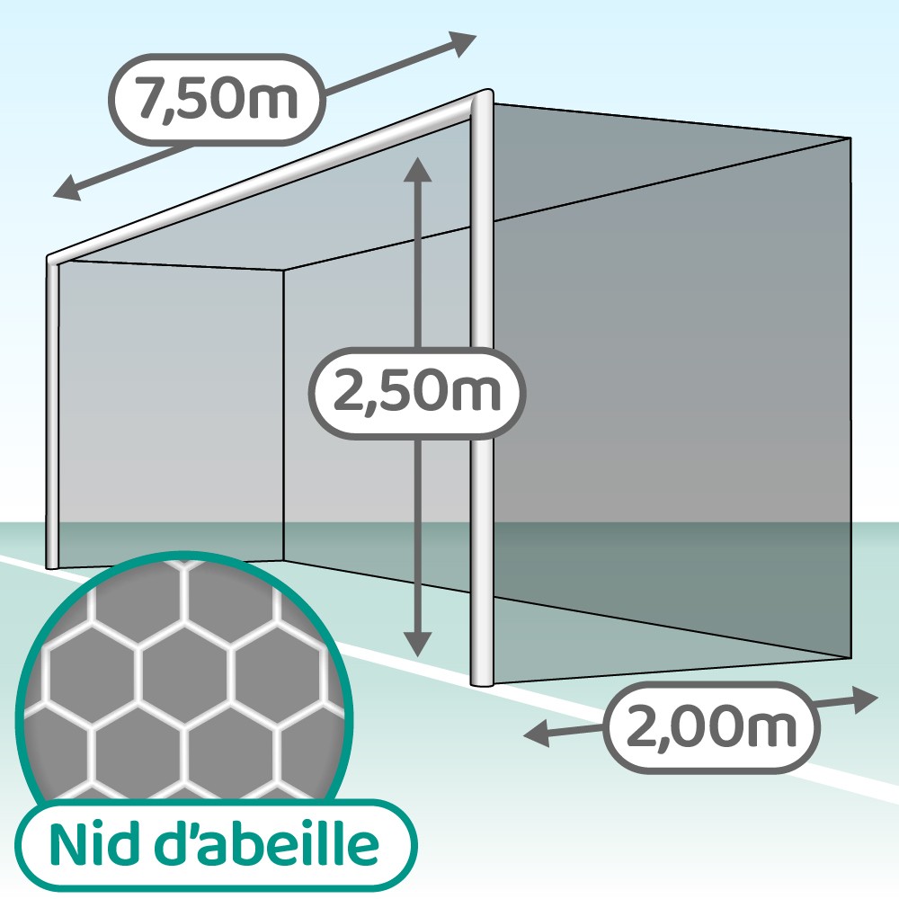 Paire de filets pour but de compétition trapézoïdal de foot à 11 (Séniors)  - Mailles 120 mm - ∅ 4 mm - Nid d'abeille