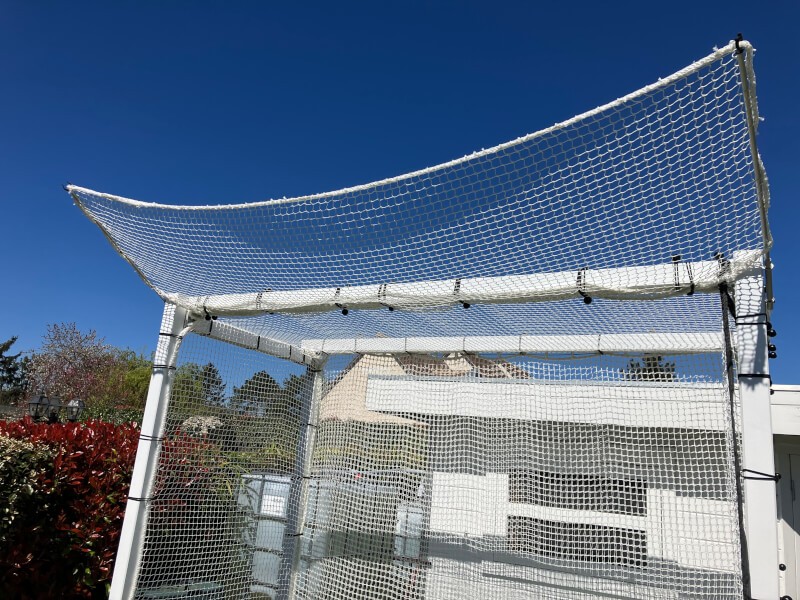 Cage pour pratique et entrainement de golf en filet blanc