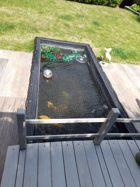 Kit de filet d'étang robuste Barrière de piscine avec maille fine 14 pieux
