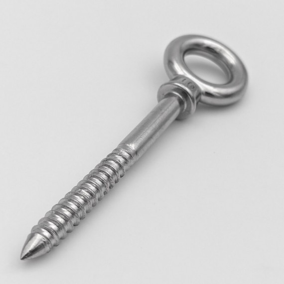 Piton à oeil inox à filetage bois - M10 x 100mm