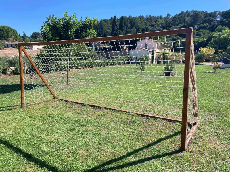 Cage de foot en bois avec filet de but de foot