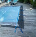 Sangle de maintien pour bâche et filet piscine - Cliquet + anneaux inox - Confection sur mesure