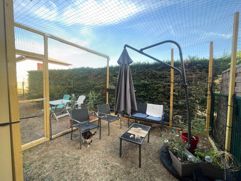 Enclos sécurisé pour chat avec filet de protection maille 50 mm