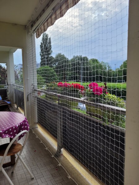 Filet de protection chats transparent pour balcon
