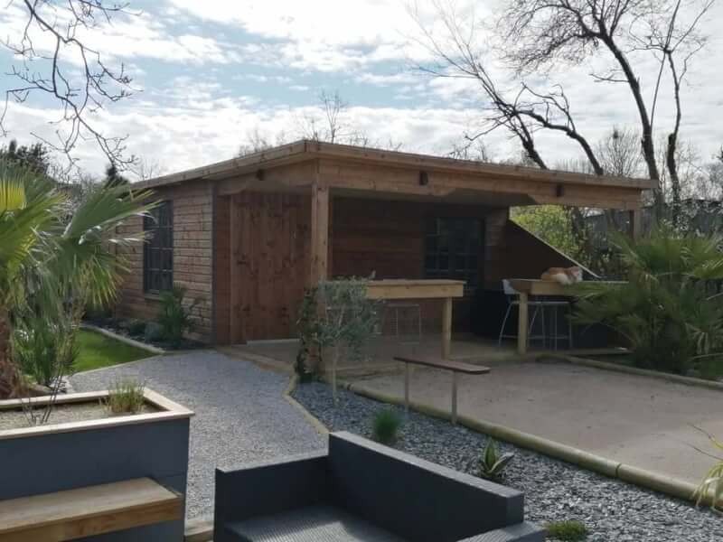 Filet garde-corps auvent extérieur en bois