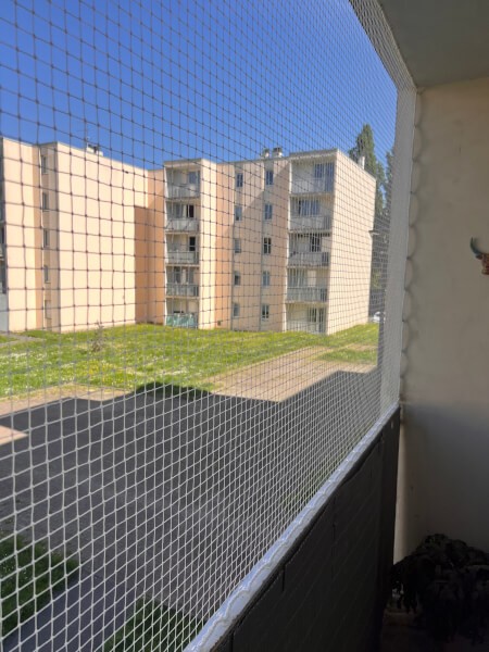 Filet de protection pour chats transparent sur balcon