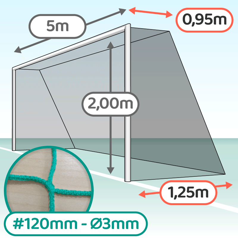 Filet de but pour foot à 5 - Mailles 120 x 120 mm - 3 mm