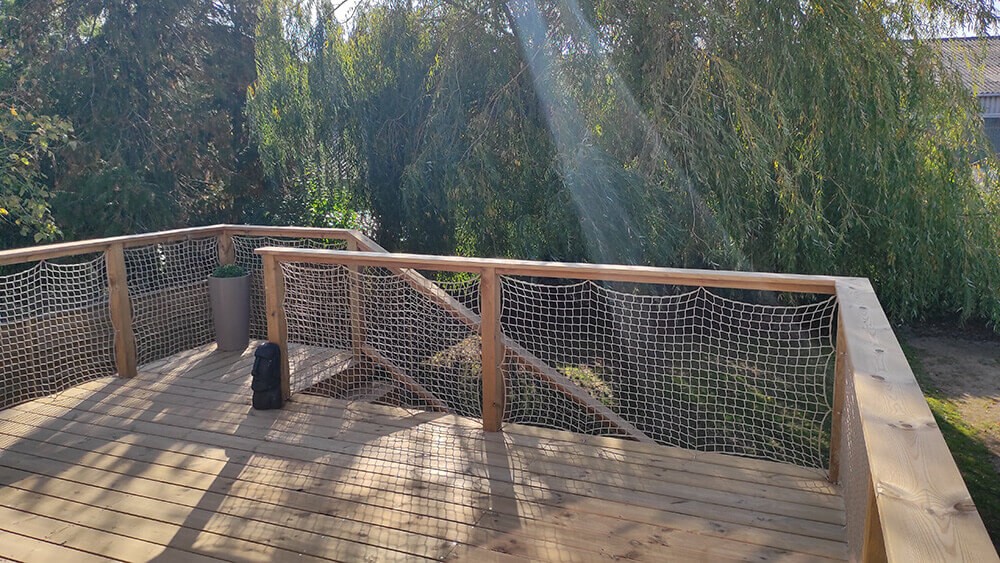 Filets pour protection de terrasse en bois extérieure en hauteur