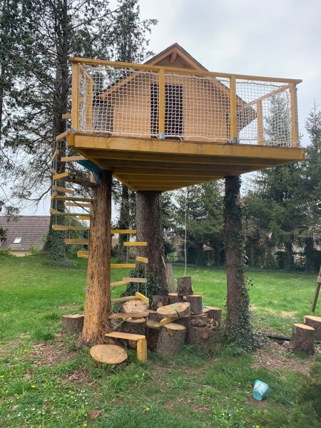 Filet de garde corps pour terrasse de cabane de jardin en hauteur