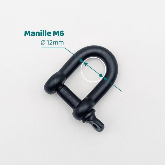 Manille droite pour simple/double laçage - Axe ∅ 6 et 8  mm