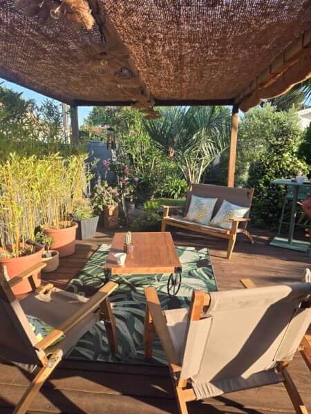 Toile d’ombrage dense en coco pour pergola