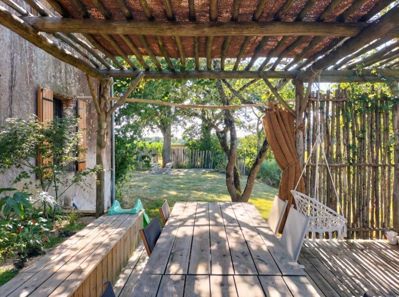 Toile d’ombrage dense en coco pour pergola - Dimensions : 3,50 x 3,50 mètres