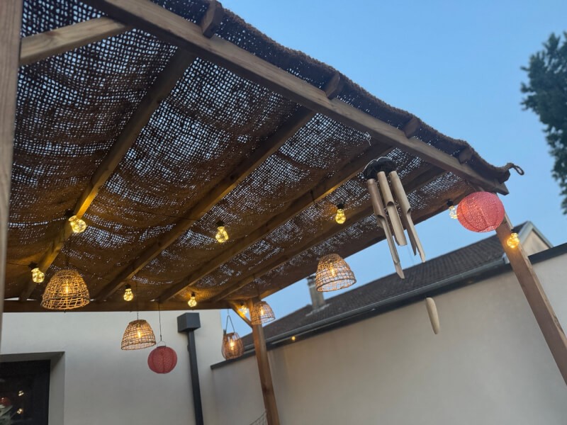 Toile d’ombrage dense en coco pour pergola - Dimensions : 3 x 3 mètres
