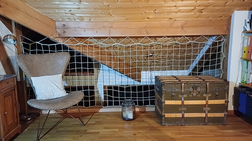 Filet de garde-corps et cordage chanvre sécurité espace en mezzanine