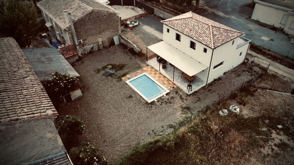Filet de couverture de pergola vue de drone