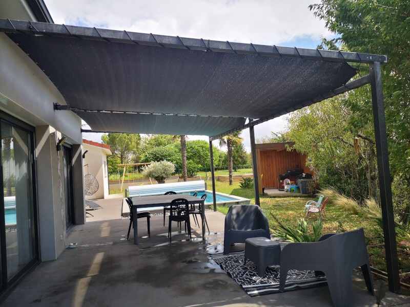 Filet de couverture de pergola gris foncé pour ombrage de terrasse