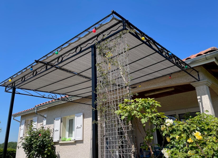 Double filet d'ombrage sur pergola sur mesure