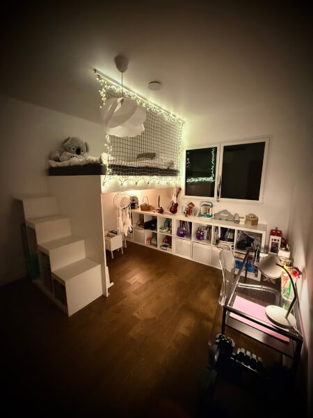 Filet couleur chanvre en protection de lit en hauteur d'enfant