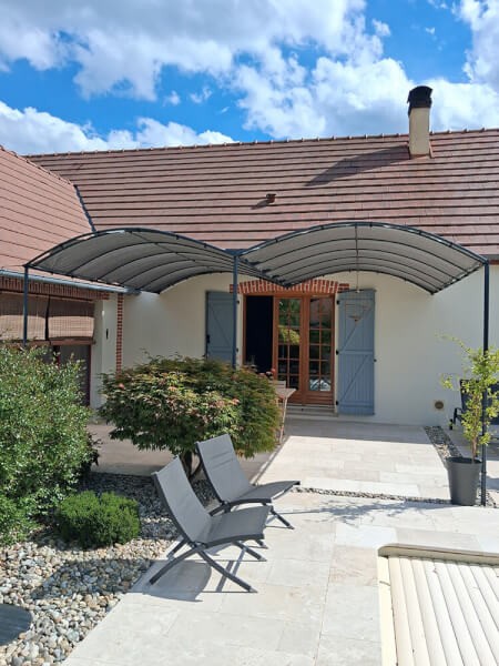 Double filet de toile d'ombrage pour pergola arrondie