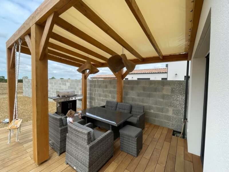 Bâche de pergola en bois étanche couleur beige