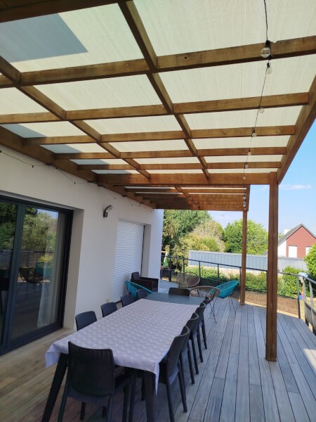 Filets d'ombrage sur pergola en bois grandes dimensions