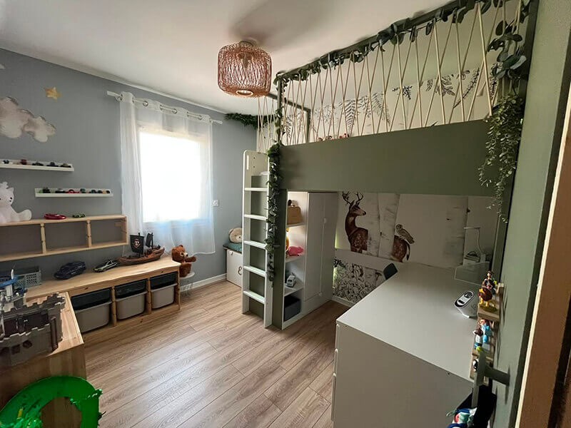 Cordage couleur chanvre pour un lit d'enfants en hauteur