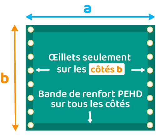 Oeillet côtés B et bande de renfort au pourtour